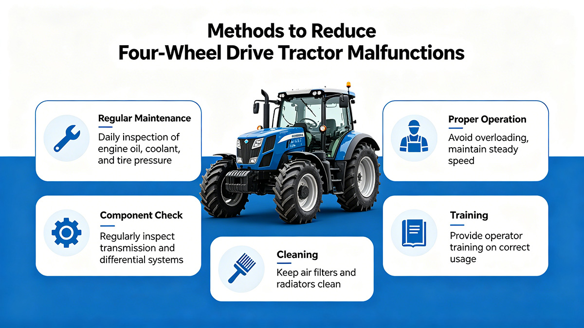 How can we reduce the number of malfunctions in four-wheel drive tractors?